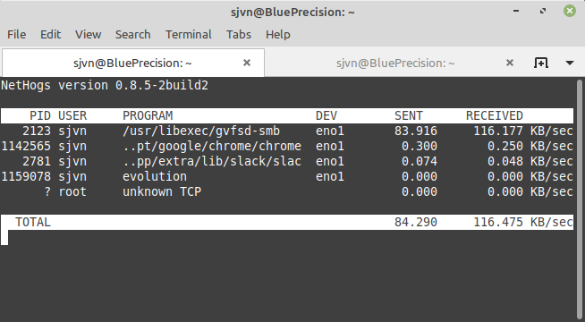 sudo nethogs sudo nethogs