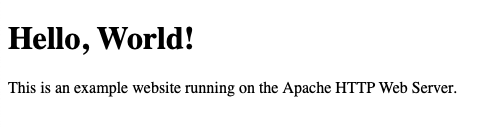 Example web page hosted on the Apache HTTP Web Server. Example web page hosted on the Apache HTTP Web Server.