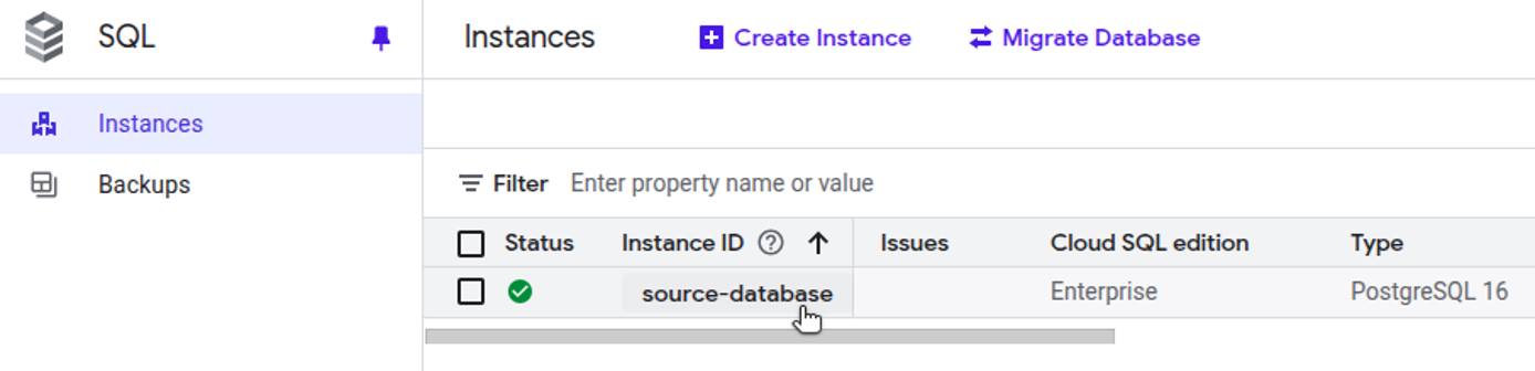 Google Cloud SQL instance overview in console.