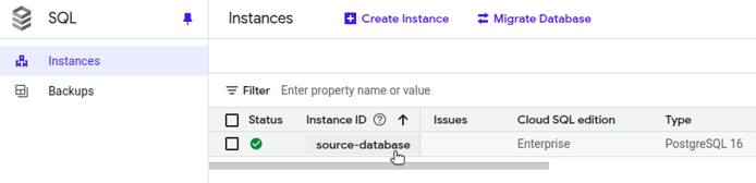 Google Cloud SQL instance overview in console.