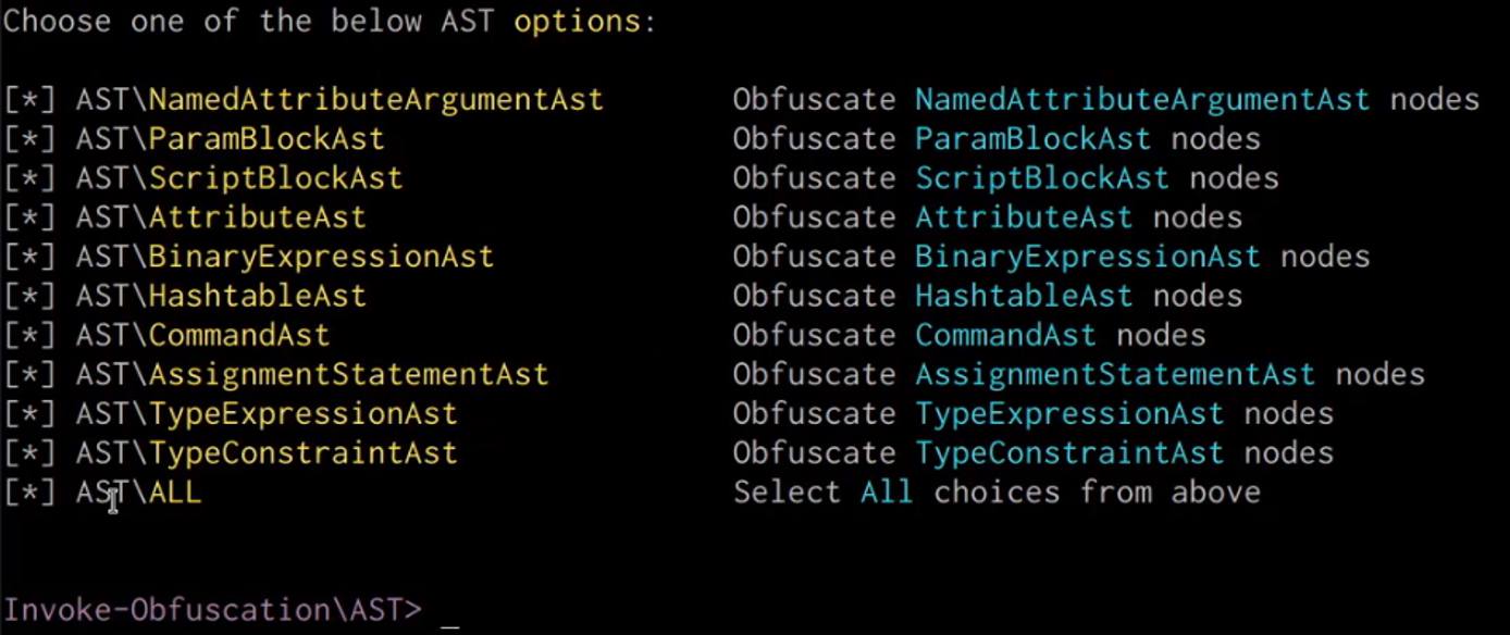 AST options menu AST options menu