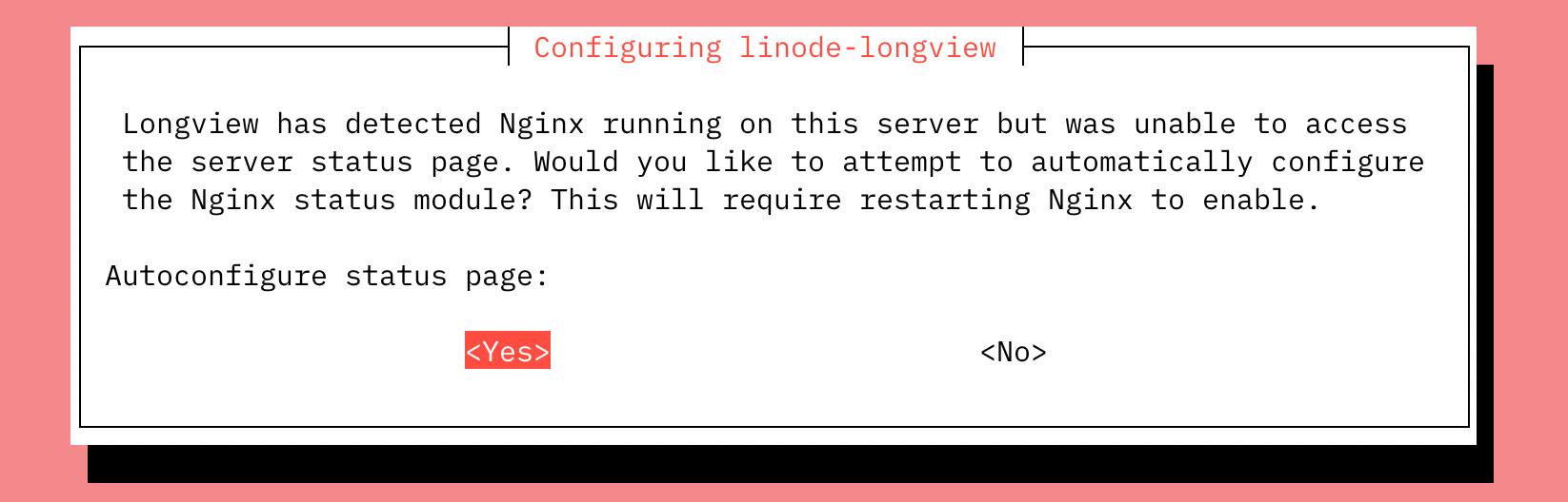 Screenshot of the NGINX notice for Longview Screenshot of the NGINX notice for Longview